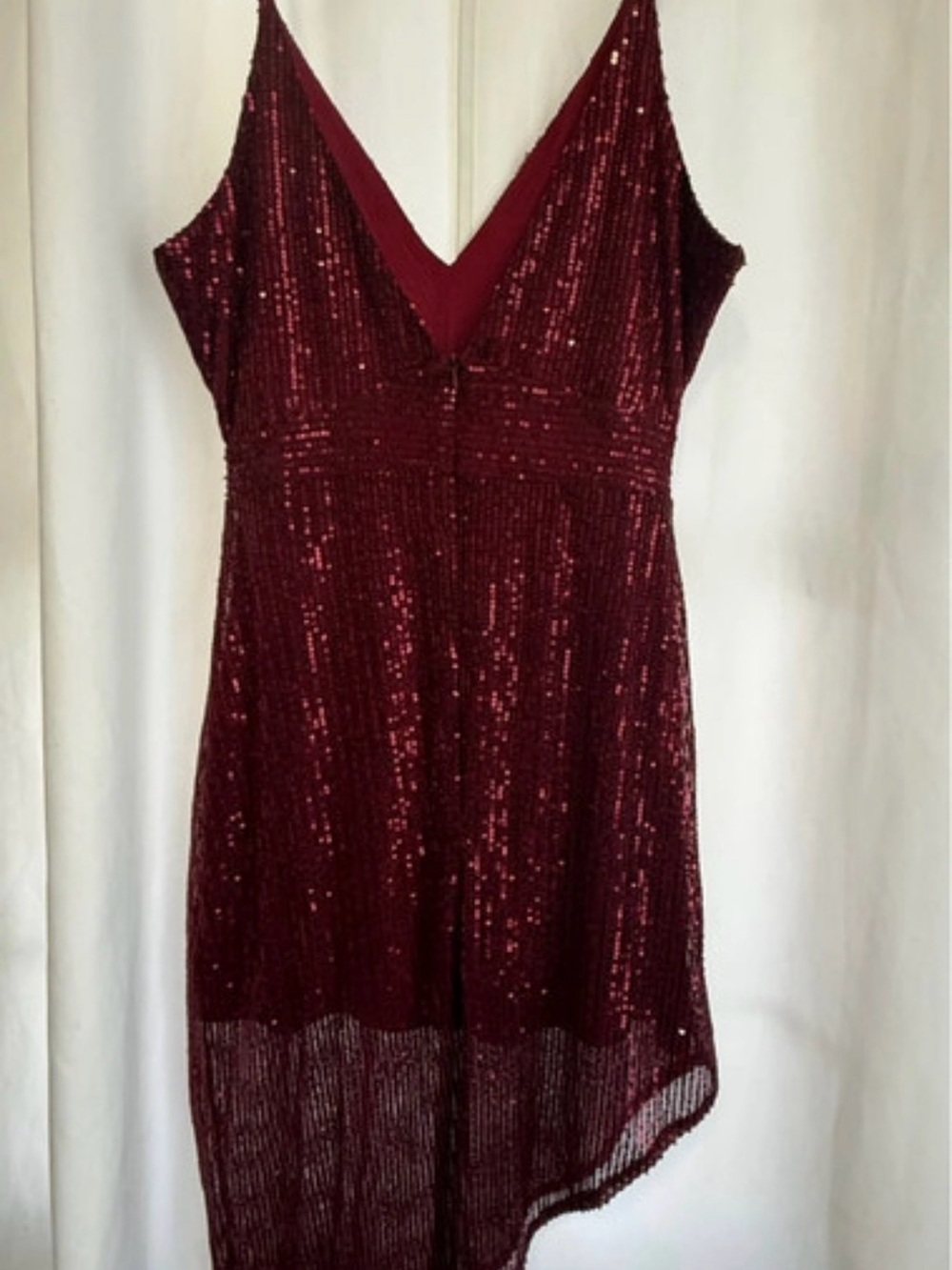 Women’s Burgundy Sequin V-Neck Dress